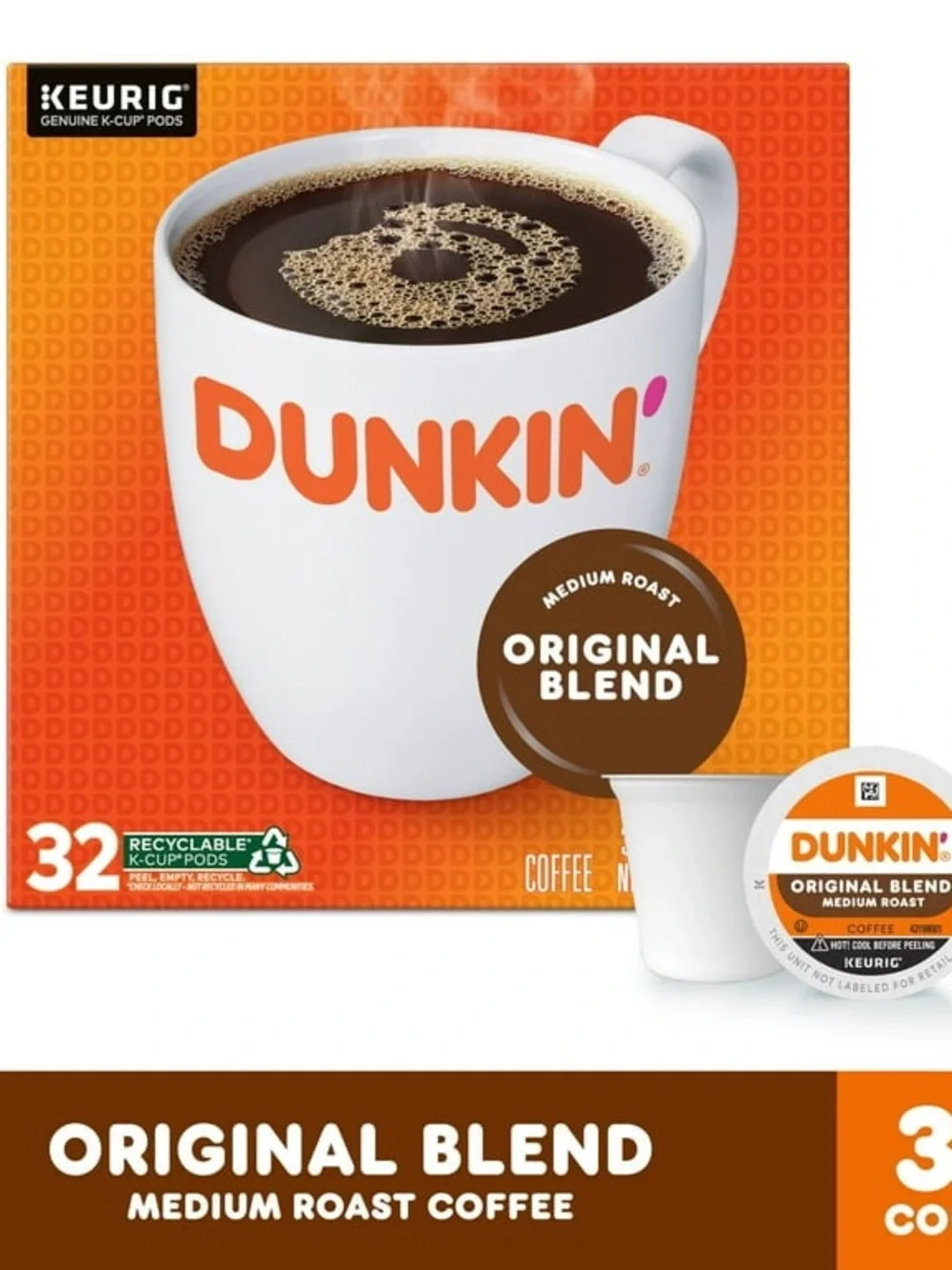 Dunkin' Original Blend Medium Roast Coffee Keurig K Cup Pods